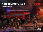 ICM35902 Chernobyl #2. Fire Fighters (AC-40-137A firetruck & 4 figures & diorama base with background)